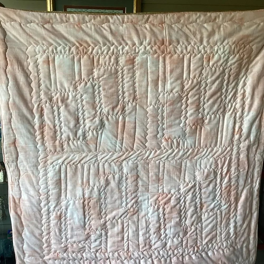 NWT. Hand Crafted Quilt in Pumpkin, Apricot, Browns and Golds